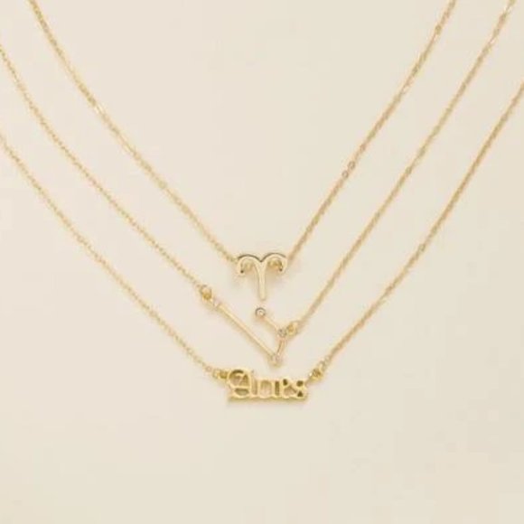 3pc Aries Zodiac Golden Necklaces - Picture 3 of 3